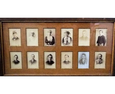 A collection of late 19th and early 20th century sepia photographs including equestrian portraits - Blue Boy, group of twelve
