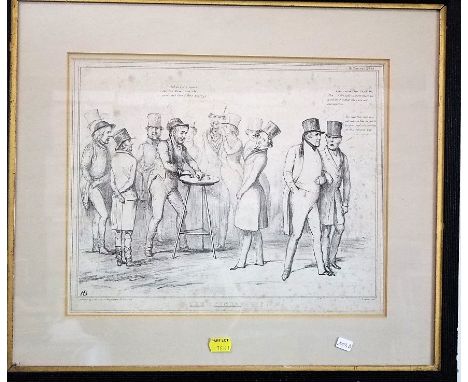 John Doyle - aka HB (early 19th century British), a black and white lithographic political caricature print - The Thimble Rig