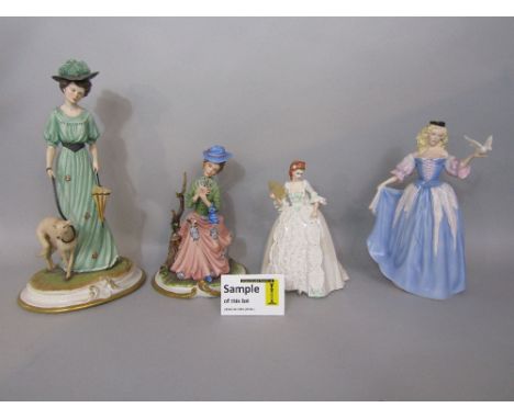 A collection of Franklin Mint and similar ceramic figures of  elegant ladies, a thrush, etc, together with Royal Horticultura