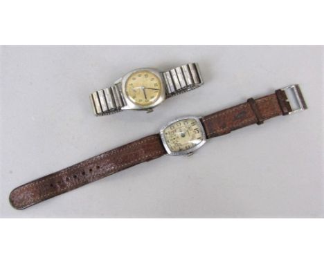 Vintage gent's Roamer wristwatch, the dial with subsidiary second dial and Arabic numerals, period leather strap; together wi