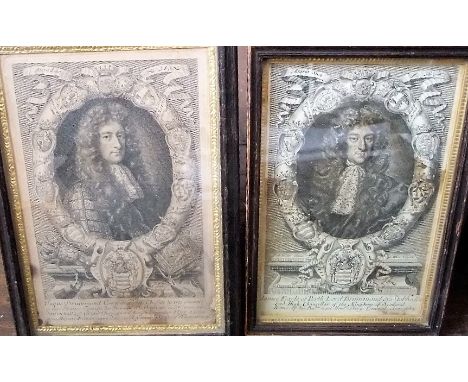 A late 17th century engraved portrait after Sir Godfrey Kneller showing James Earl of Perth, 25 x 17cm, together with a furth