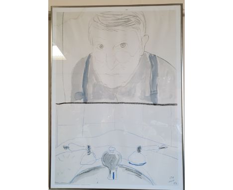 To be sold on behalf of the YMCA, David Hockney, self portrait in bathroom mirror with sink, New York 2002, print, 82 x 56 cm