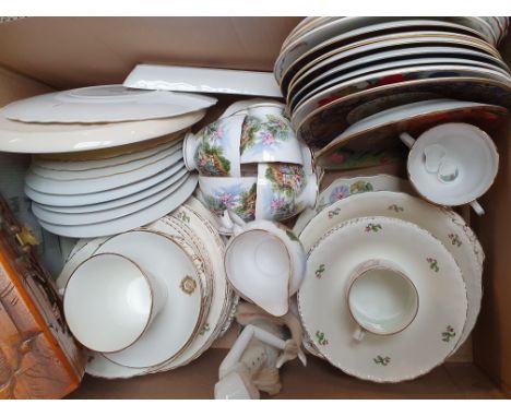 A Royal Vale part tea service, a collection of commemorative plates, many with certificates and various glassware (3)