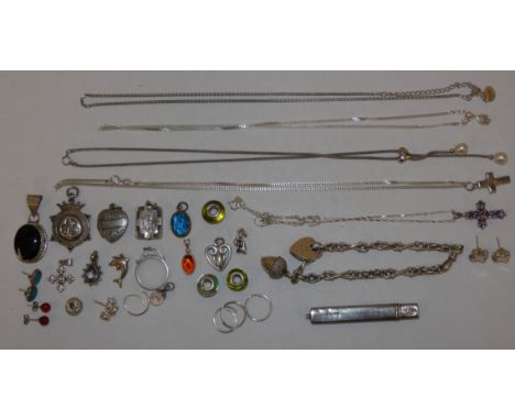 A Victorian silver locket and other silver jewellery