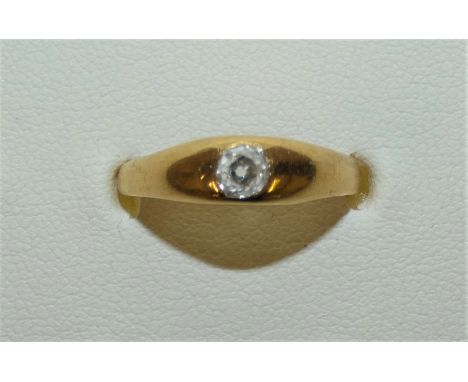 A Victorian 18ct gold single stone ring London 1892 rub over, set with an old cut stone, approx. 0.25ct, size P, weight 3.4g