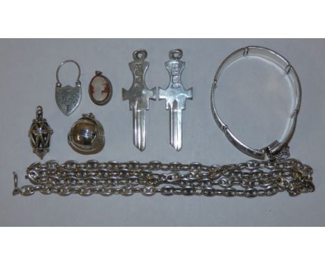 2 x silver millennium keys and other silver jewellery