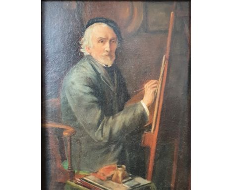 Gertrude Hardy, portrait of F.D. Hardy, oil on board, 33x28cm