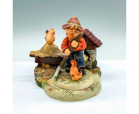 Limited edition and signed hand painted figure Little Farm Hand (HUM 2085) with HummelScape sculpted base Millennium Harvest.