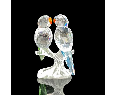 Part of the Feathered Beauties collection. Clear crystal bodies, Light Sapphire blue and Peridot colored tails, orange beaks 