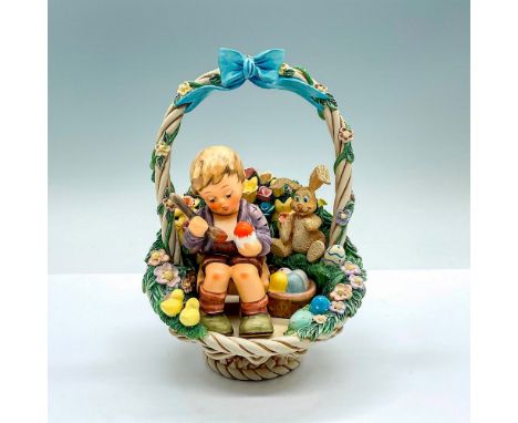 Limited edition hand painted figure Easter's Coming (HUM 2027) with limited edition HummelScape sculpted base Joys of Spring.