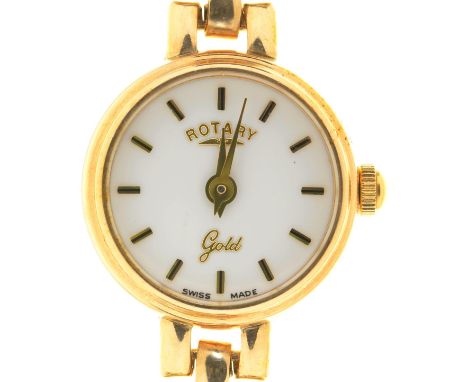 A ROTARY 9CT GOLD LADY'S WRISTWATCH, ON 9CT GOLD BRACELET, 13.5G 