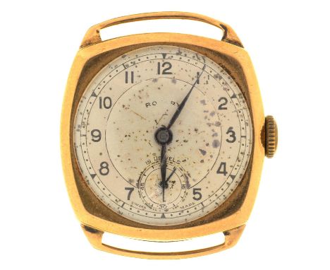 A ROTARY 9CT GOLD CUSHION SHAPED GENTLEMAN'S WRISTWATCH, BIRMINGHAM 1947, MAKER ALD, NUMBERED 108372, 15G 