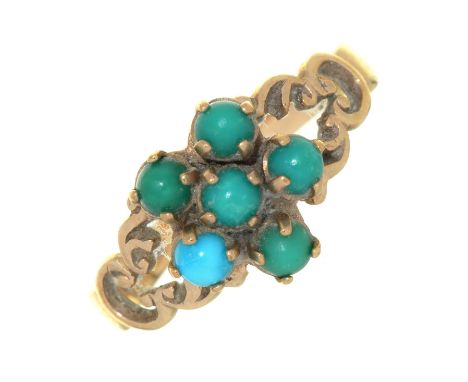 A TURQUOISE RING IN 9CT GOLD, 2.5G, SIZE 0 