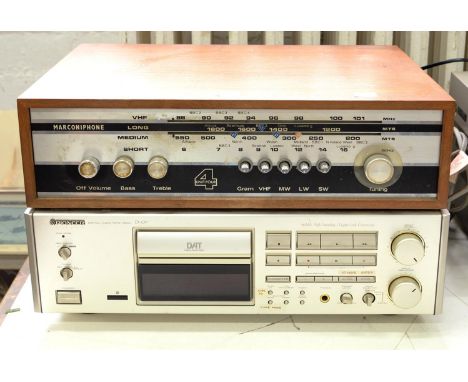 VINTAGE STEREO EQUIPMENT. A MARCONI TUNER AND A PIONEER DIGITAL AUDIO TAPE DECK D/07 