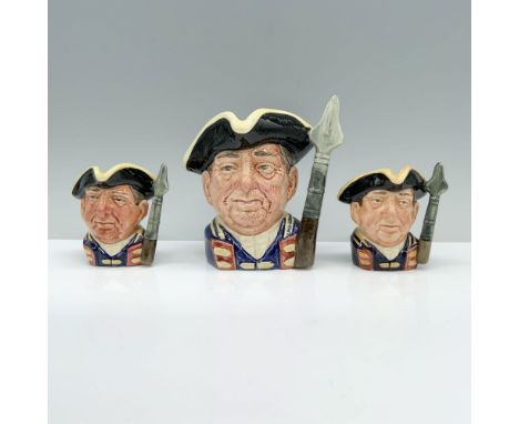 A set of three Guardsman jugs in different sizes including 2 miniature D6582, and 1 small D6575. Royal Doulton backstamp. Dim