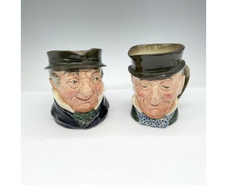 Porcelain jugs from the Charles Dickens characters considered odd size includes Cap'n Cuttle D5842 colored in blue-black coat