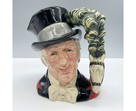 Black top hat with a light blue ribbon; red jacket; black lapel; green plume atop horses head. Royal Doulton backstamp. Artis