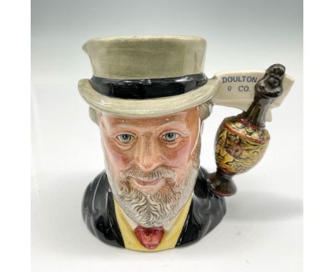 Style Two, art pottery ewer handle. Black, brown, yellow and gold coloration. Royal Doulton backstamp. Artist: William K. Har