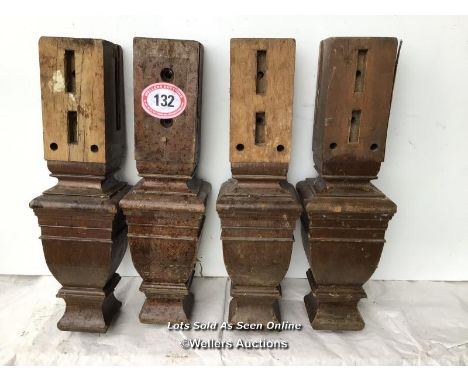 X4 BURROUGHES &amp; WATTS EX-SNOOKER SOLID ENGLISH OAK INTERNAL LEGS CIRCA 1900, SERIAL NUMBER 19078. SIZE 74CM X 21CM IN DIA