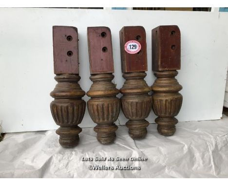 X4 GEORGE WRIGHT EX-SNOOKER BULBOUS FLUTED INTERNAL LEGS IN MAHOGANY CIRCA 1890. SERIAL NUMBER 8774. SIZE 74CM X 22CM IN DIAM