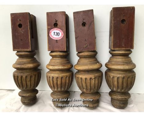 X4 GEORGE WRIGHT EX-SNOOKER BULBOUS FLUTED INTERNAL LEGS IN MAHOGANY CIRCA 1890. SERIAL NUMBER 8774. SIZE 74CM X 22CM IN DIAM