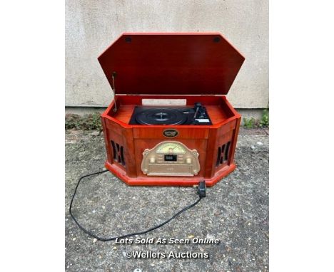AMOS VINTAGE SPEAKER AND RECORD PLAYER / COLLECTION LOCATION: PULBOROUGH (RH20), FULL ADDRESS AND CONTACT DETAILS WILL BE PRO