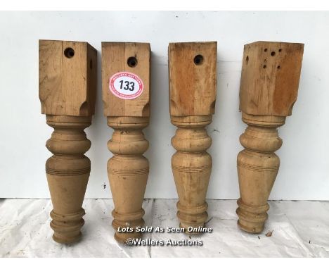 X4 MAHOGANY CORNER EX-SNOOKER LEGS. SIZE 65CM X 14CM IN DIAMETER / ITEM LOCATION: KT14, FULL ADDRESS WILL BE GIVEN TO SUCCESS