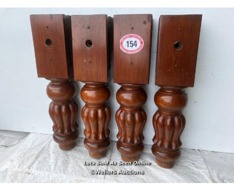 X4 EX-SNOOKER TABLE SLOTTED LEGS IN MAHOGANY (FLUTED TULIP), CIRCA 1890. SIZE 75CM X 16CM X 16CM / ITEM LOCATION: KT14, FULL 