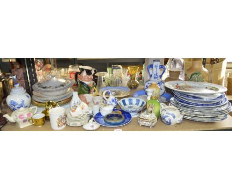 Moorcroft Moonlit Blue pattern ashtray and other various ceramic wares.