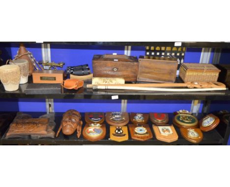 19th century tea caddy and other items