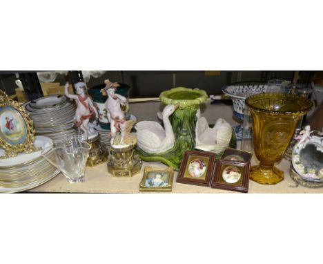 Pair of bisque figures and other items 