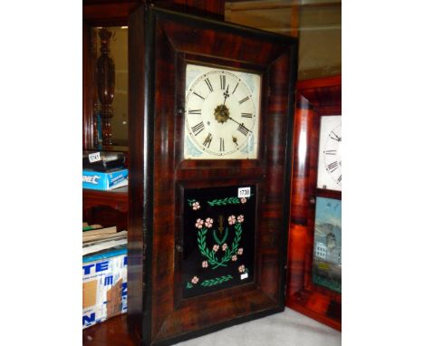 An American oak cased wall clock in working order, COLLECT ONLY. 