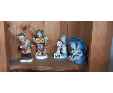 4 china figures in the style of Goebel and Lladro 