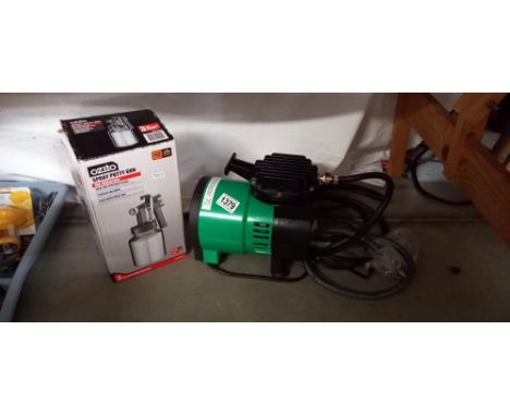 A Hobby Airyo air pump 400 piece anvil rotary tool accessories and an Ozito spray putty gun 160/260ml/min COLLECT ONLY 