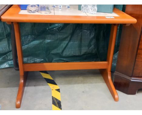 A teak framed tile topped coffee table COLLECT ONLY 