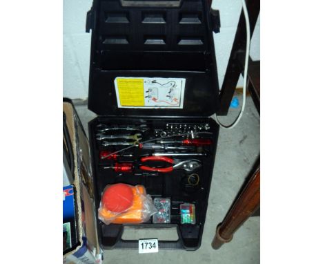 A cased auto tool kit, alarms, charger etc., COLLECT ONLY. 