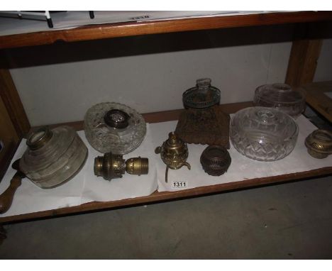 A quantity of Victorian oil lamp parts a/f COLLECT ONLY 