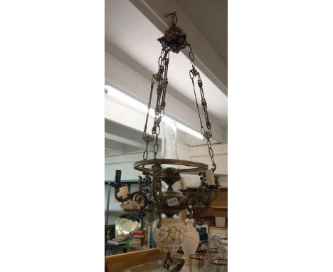 A hanging electrified oil lamp COLLECT ONLY 