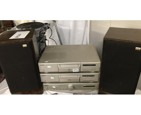 A Technics multi CD player x2 and a digital tuner with speakers COLLECT ONLY 