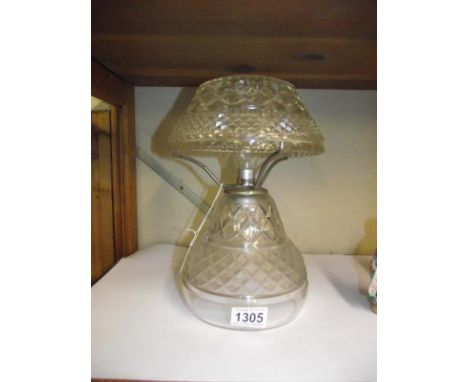 A vintage heavy glass table lamp COLLECT ONLY 