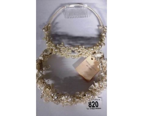 2 pearl and floral decorative head pieces