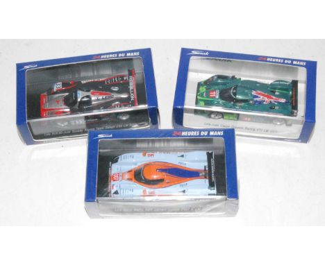 A Spark Models Le Mans 1/43 scale race car group, three boxed as issued examples, to include Ref. Nos. S2554, S1456, and S144