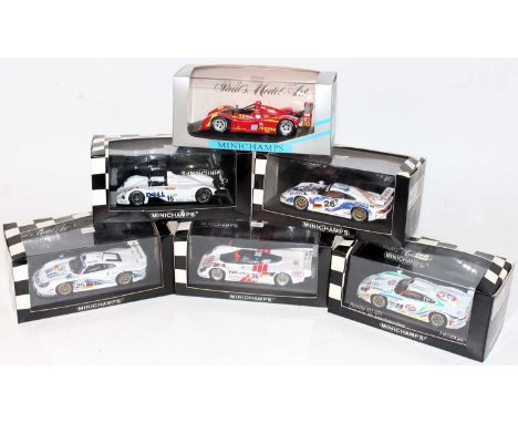 A Minichamps 1/43 scale boxed high speed racing diecast group, six boxed as issued examples, to include a 1994 IMSA Ferrari 3