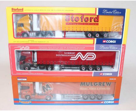 A Corgi Toys 1/50 scale road haulage diecast group, three boxed as issued examples to include Ref. No. CC12702, CC12926, and 