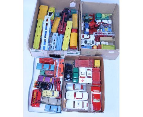 A large quantity of various playworn and repainted Dinky Toy, Corgi Toy, and other similar diecasts, mixed examples to includ