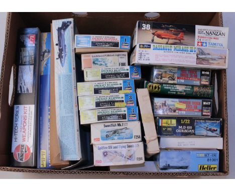 20 various mixed scale military aircraft and military accessory plastic kits, mixed brands and manufactures to include Tamiya