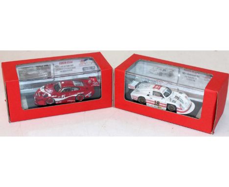 An American Sports Cars by MG Model Plus 1/43 scale resin limited edition race car group, two examples to include Ref. Nos. A