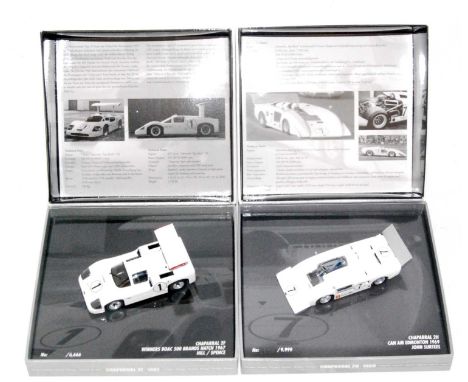 A Minichamps Chapparel Collection 1/43 scale limited edition diecast group to include an Edition 7 1967 Chapparel 2F, togethe