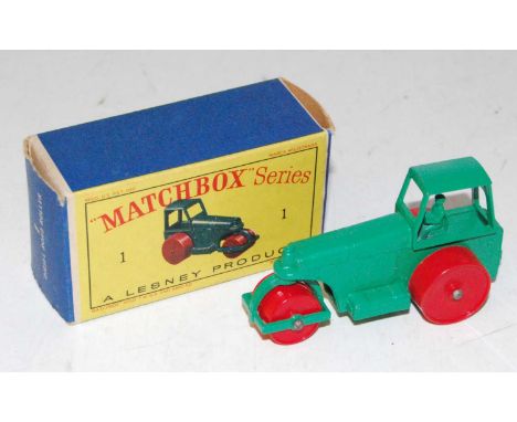 Matchbox, No1 Aveling Barford Diesel road roller, green with D box, (M-NMB)