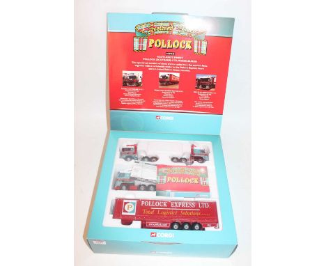 A Corgi Hauliers of Renown No. CC99130 1/50 scale Scotland's Finest Pollack Ltd gift set, housed in the original box with cer